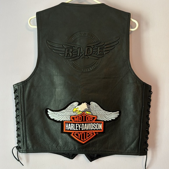 Force - Genuine Leather Riding Vest Harley March of Dimes Ride - Mens Large - Picture 2 of 7